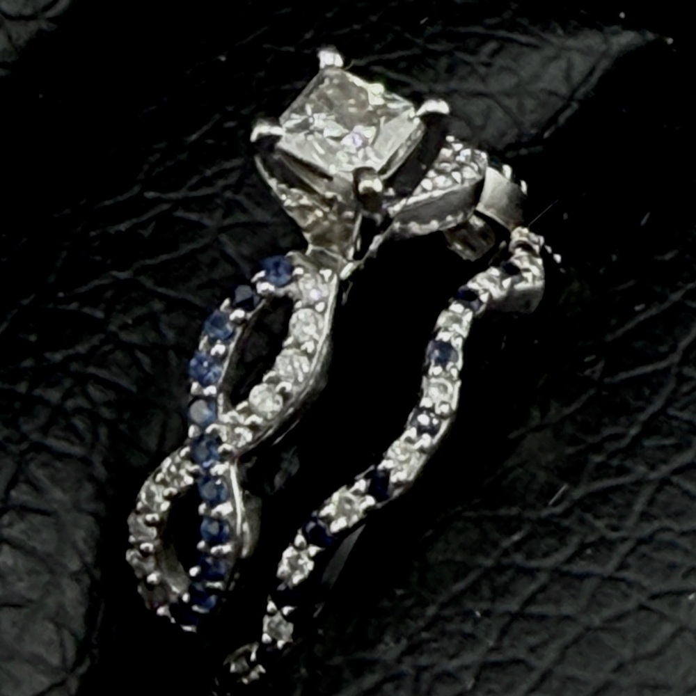 14k white gold & sapphire wedding ring set